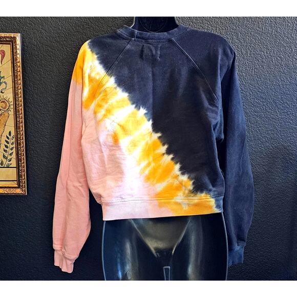 Electric & Rose Poppy Peach Tie Dye Ronan Pullover Crop Size XS - Picture 2 of 5